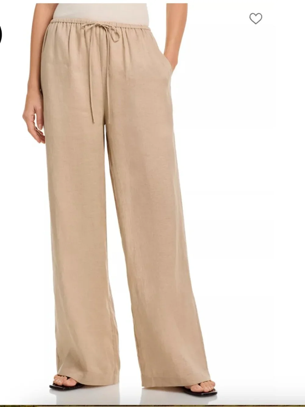Babaton Sontag Linen Pant Neutral Drawstring Wide-Leg Trousers s small tan